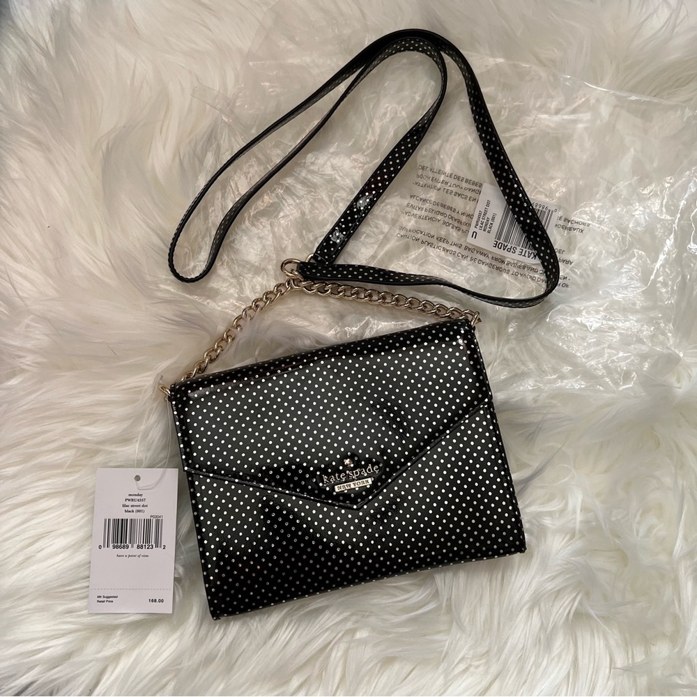 NWT Kate Spade Gallery drive Monday lilac street dot black bag